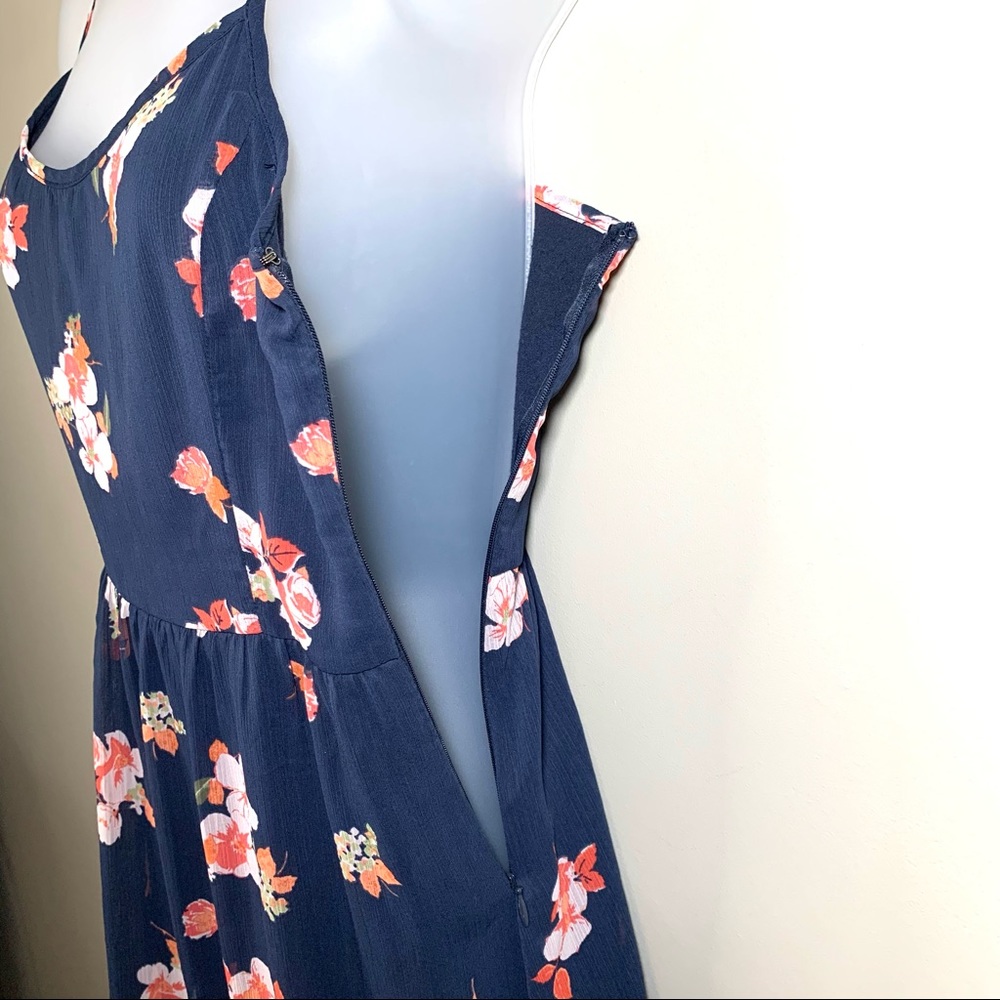 Abercrombie & Fitch Navy Floral Mini Dress XS Spaghetti Strap Coquette Romantic - Picture 7 of 14
